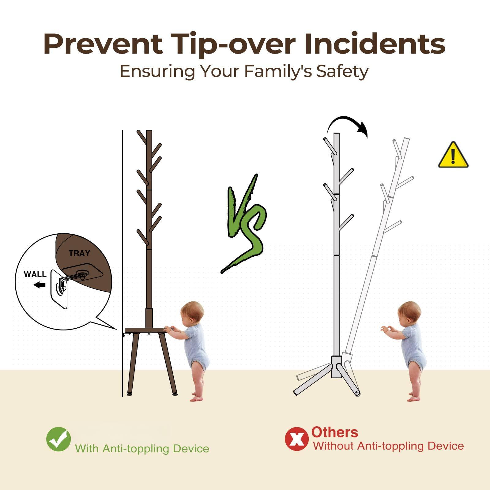 Prevent Tip-over Incidents  
Ensuring Your Family's Safety  

With Anti-toppling Device  

Others  
Without Anti-toppling Device
