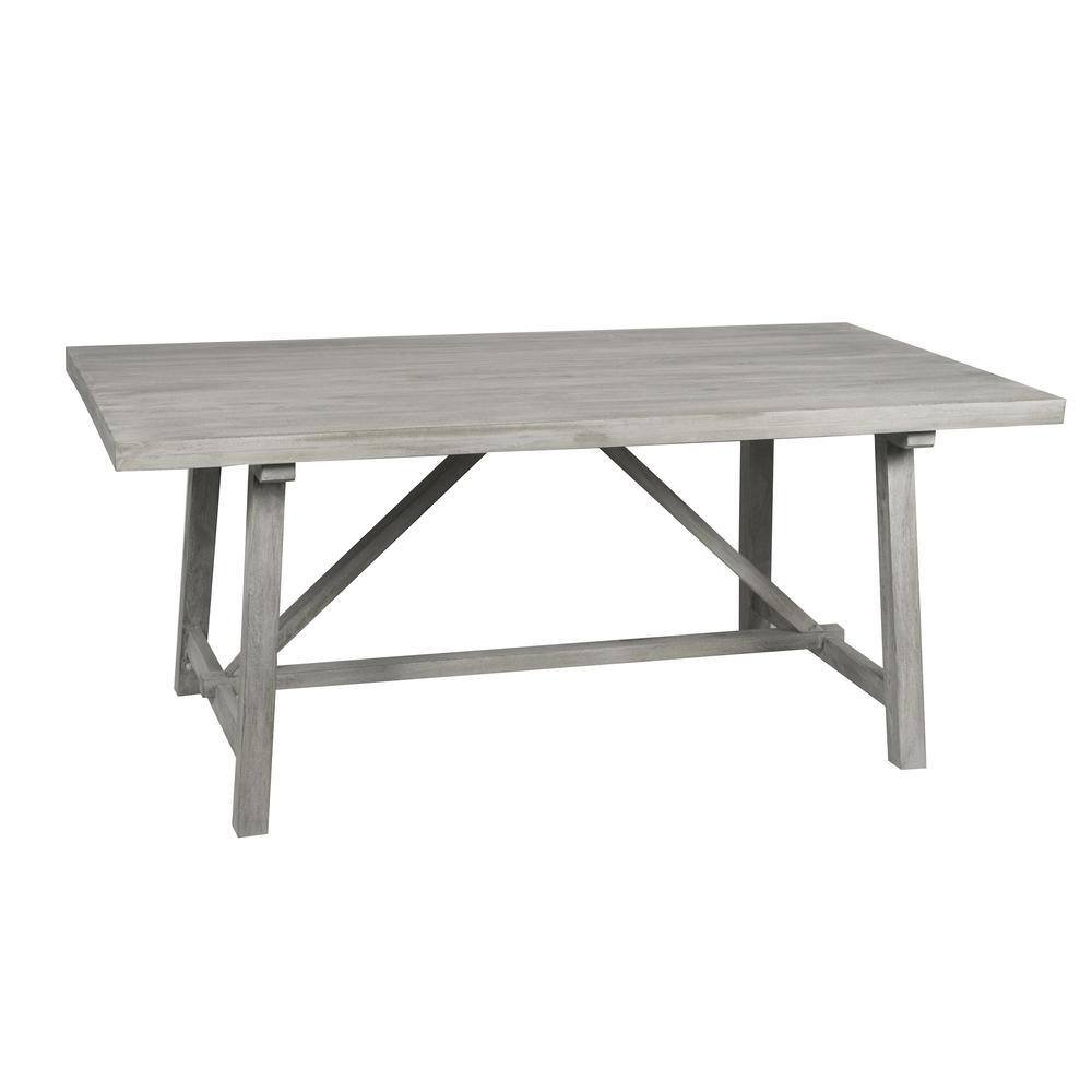 Front. AmeriHome - AmeriHome Trestle Farm House Mango Wood 58 in. Dining Table - Grey - Gray.