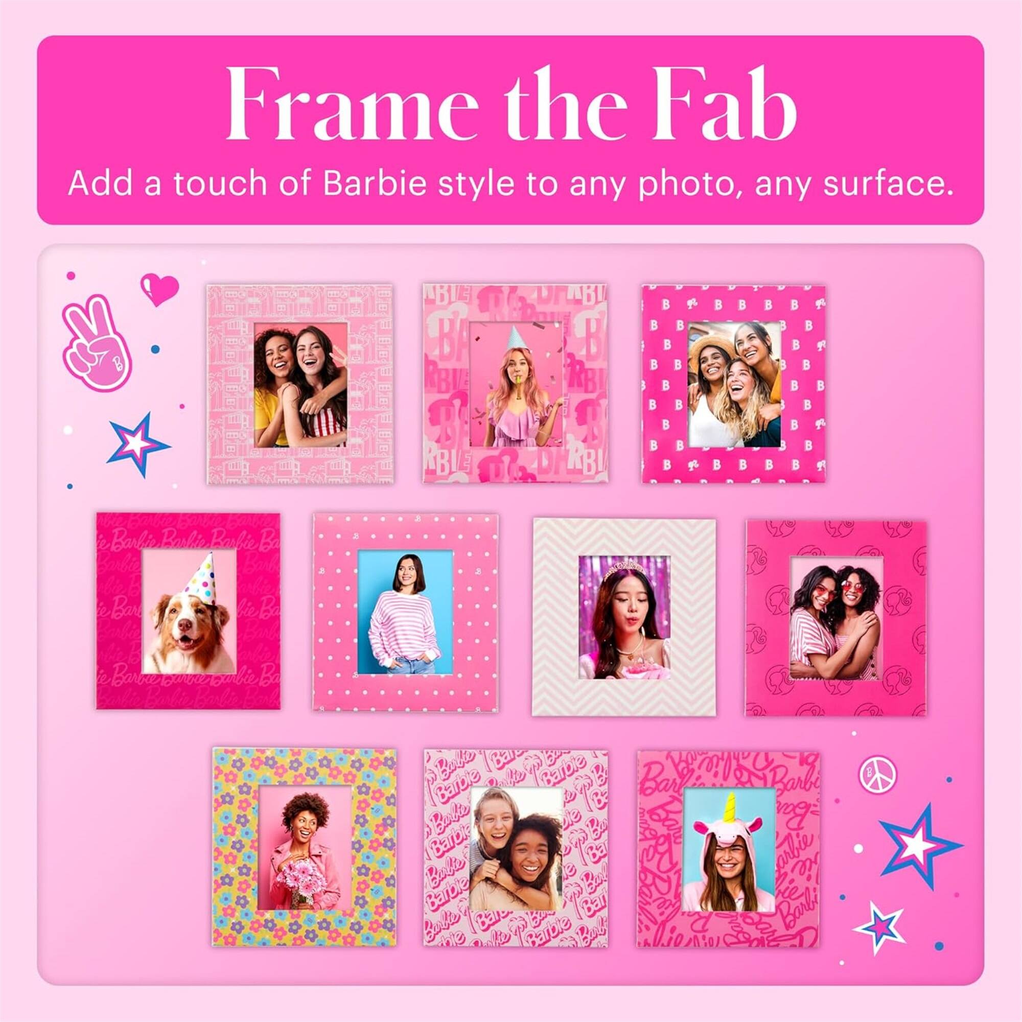 Frame the Fab  
Add a touch of Barbie style to any photo, any surface.