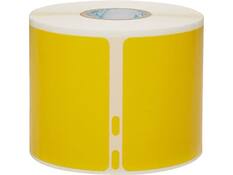 Front. DYMO - LabelWriter Name Badge Labels, 4" x 2-1/8", 220 Labels/Roll - Black on Yellow.