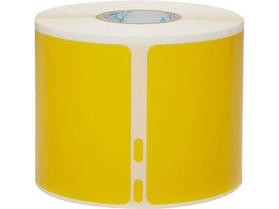 Front. DYMO - LabelWriter 2133382 Name Badge Labels, 4" x 2-1/8", Black on Yellow, 220 Labels/Roll - Yellow.