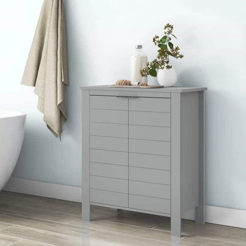 Hivvago - Bathroom Linen Cabinet with Storage Shelf in Grey Wood Finish - Gray