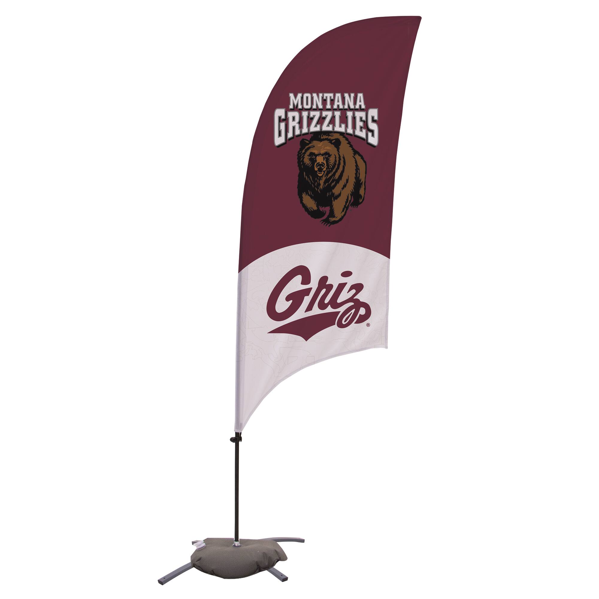 Victory Corps - Montana Grizzlies 7.5' Two-Tone Razor Feather Stake Flag with Base - Multicolor