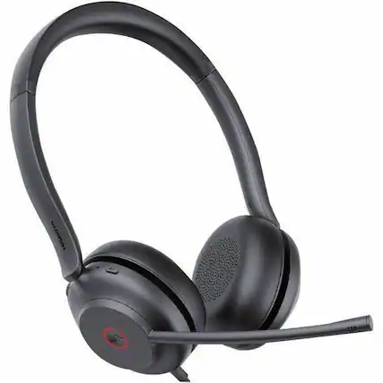 Front. Yealink - Yealink UH35 Headset - Stereo - USB - Wired - 32 Ohm - 20 Hz to 20 kHz - Over-the-head, On-ear - Binaural - Supra-aural - Black.