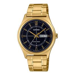 Casio - Men’s -Tone Stainless Steel Black Dial Analog Watch - MTP-V006G-1CUDF - Gold