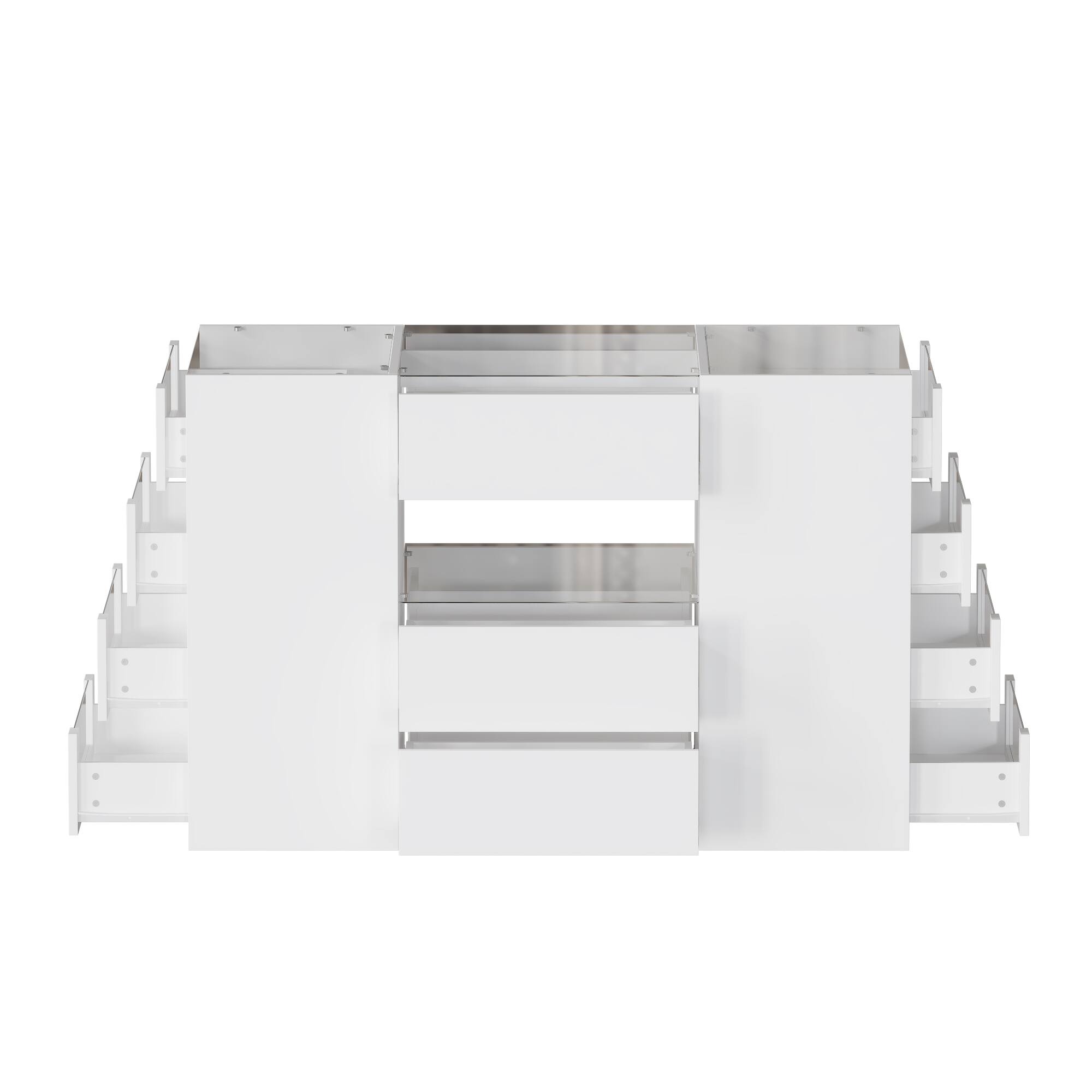 Angle. Famapy - Famapy Kitchen Island: Clear - View Storage + Modular Smart Design - White.