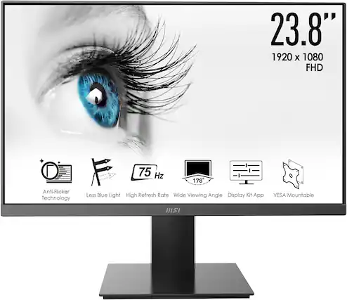 23.8" 1920 x 1080 FHD 75 Hz 178° Anti-Flicker Technology Less Blue Light High Refresh Rate Wide Viewing Angle Display Kit App VESA Mountable HISI