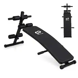 Costway - Full Body Sit Up Bench, Abdominal Workout Bench with 5-Position Adjustable Height - Black