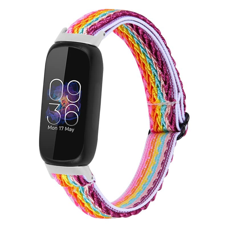 StrapsCo - Comfort Stretch Band Elastic Nylon Watch Strap For Fitbit Inspire 3 - Rainbow
