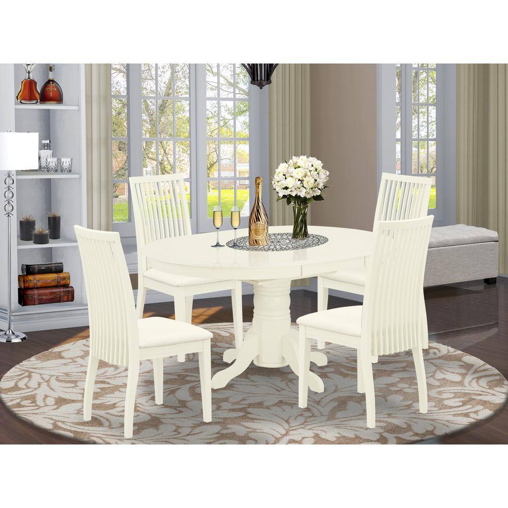 Left. East West Furniture - Dining Room Set Linen White - Brown.