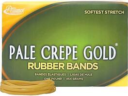 Alliance - Pale Crepe Gold Multi-Purpose #33 Rubber Bands, 3-1/2" x 1/8", 970/Box (20335) - Golden Crepe
