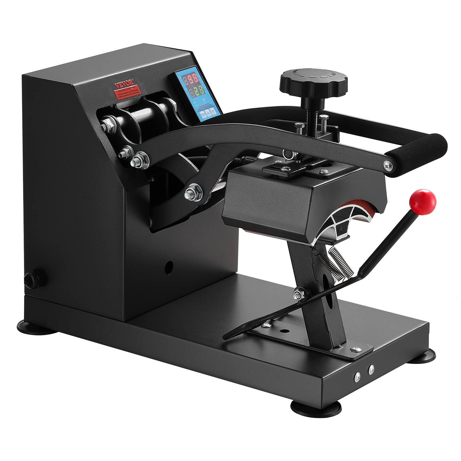 Alt View 5. VEVOR - 6x3.75Inch Curved Element Hat Press Clamshell Design Heat Press for Hats Rigid Steel Frame No Stick Digital LCD Timer - Black.