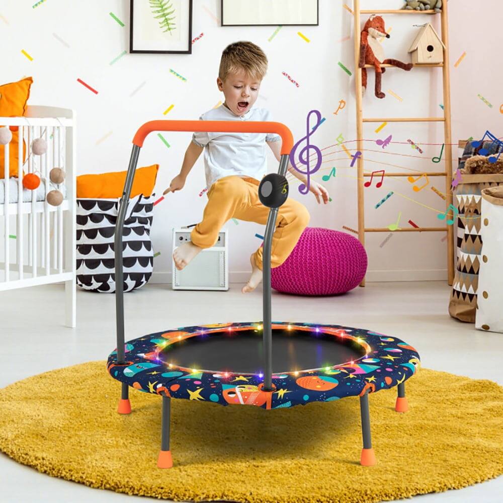 Alt View 5. Kadyn - Kids Trampoline, Outdoor Jumper,36 Inch Mini Trampoline with Colorful LED Lights and Bluetooth Speaker-Multicolor.