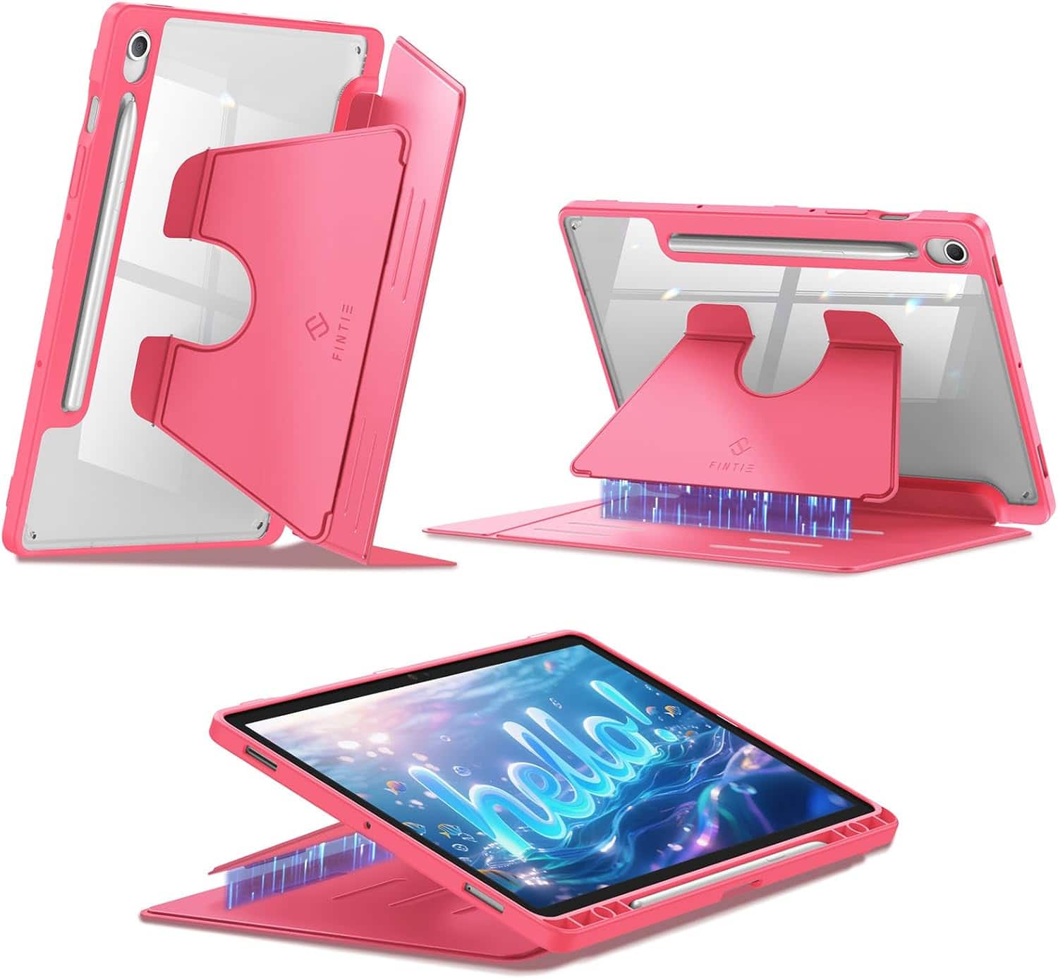Fintie - Vertical Stand Case for Samsung Galaxy Tab S10 Lite/S10 FE/S9 FE/S9, Magnetic Ultra-Stable Stand, Clear Back Cover - Pink price history on PriceWatchPro