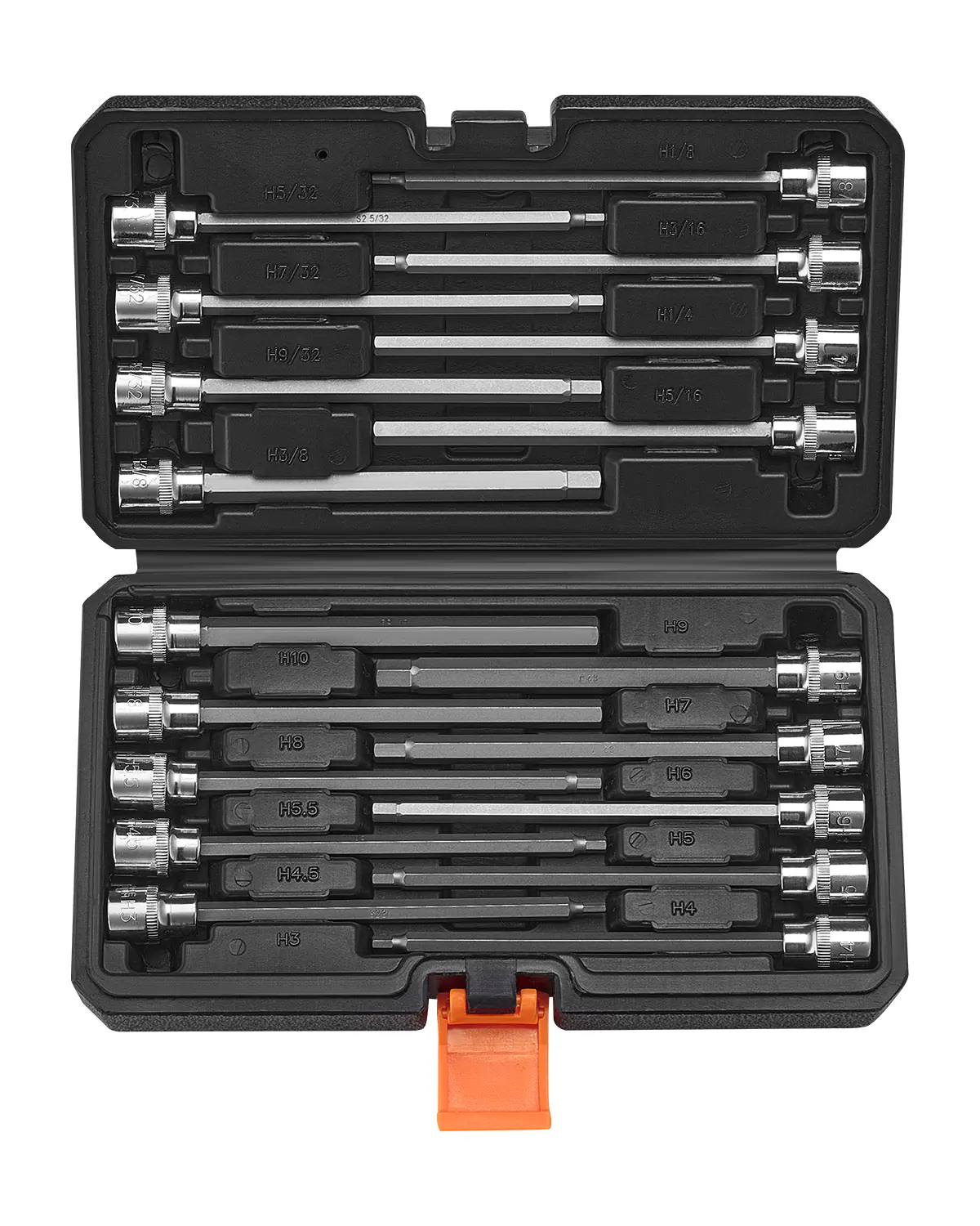 VEVOR - Extra Long Allen Hex Bit Socket Set, 18-Piece 3/8 inch Drive, S2 Alloy Steel,Cr-V Steel, Standard SAE,1/8-Inch-3/8-Inch - Black