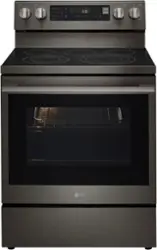 LG - 6.3 Cu. Ft. Freestanding Electric True Convection Smart Range with Air Fry and Premium Handle - Black Stainless Steel - Front_Zoom