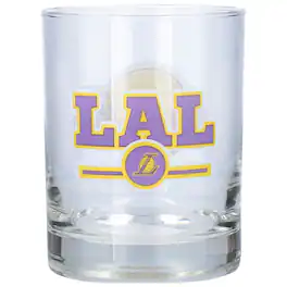 Logo Brands - Los Angeles Lakers Letterman 14oz. Rocks Glass - Multicolor