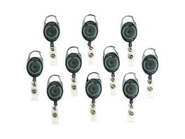 Staples - Metal Carabiner Badge Reels, 30" Retractable Cord Length, Metal, 10/Pack - Smoke