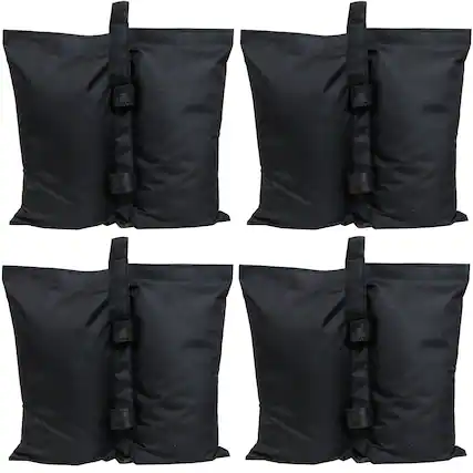 Front. Sunnydaze - Polyester Sandbag Canopy Weights - Set of 4 - Black.
