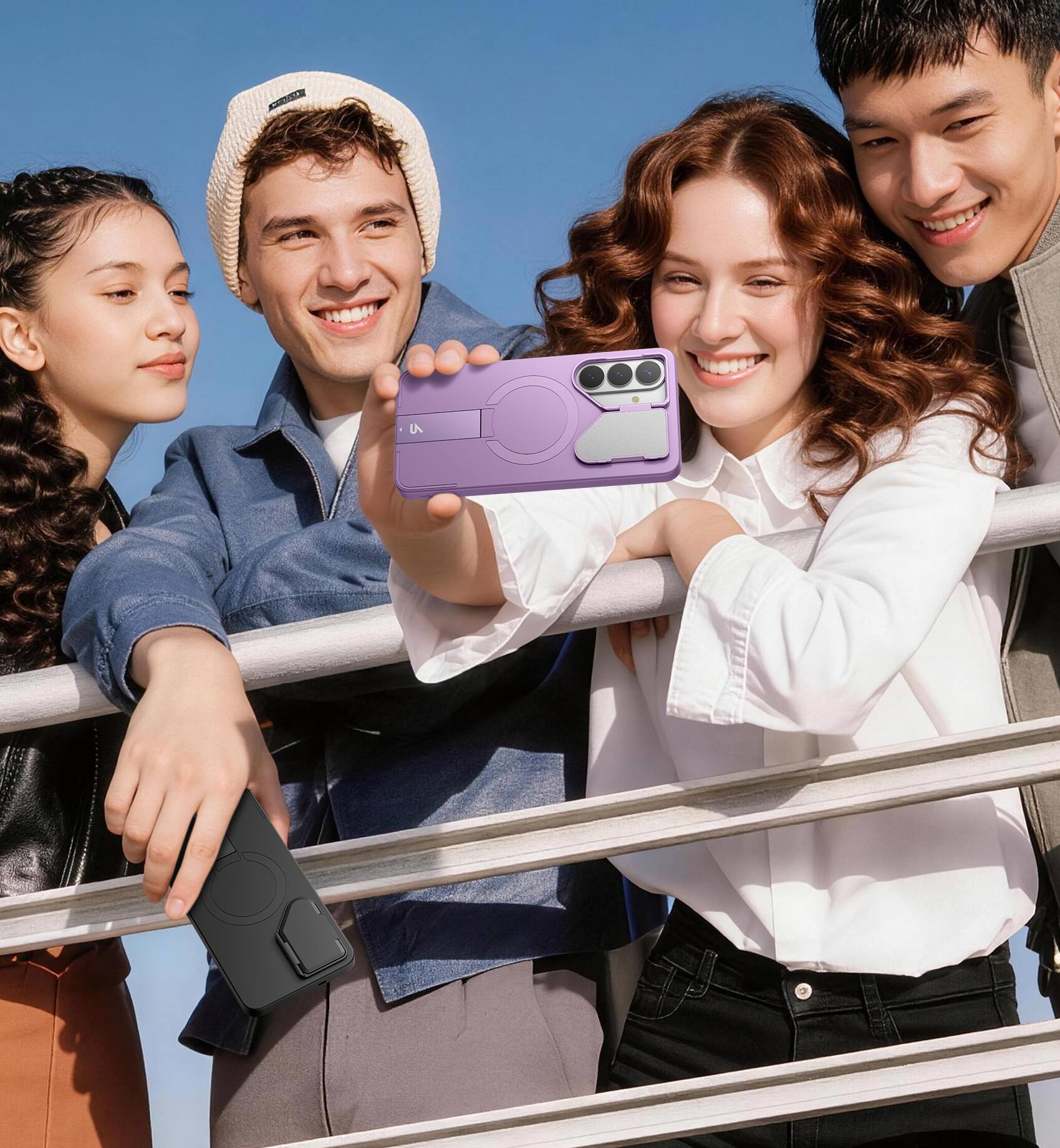 Alt View 5. SURITCH - Hard Shell Magnet Case for Samsung Galaxy S26 with Camera Cover & Adjustable Metal Kickstand - Taro Purple.