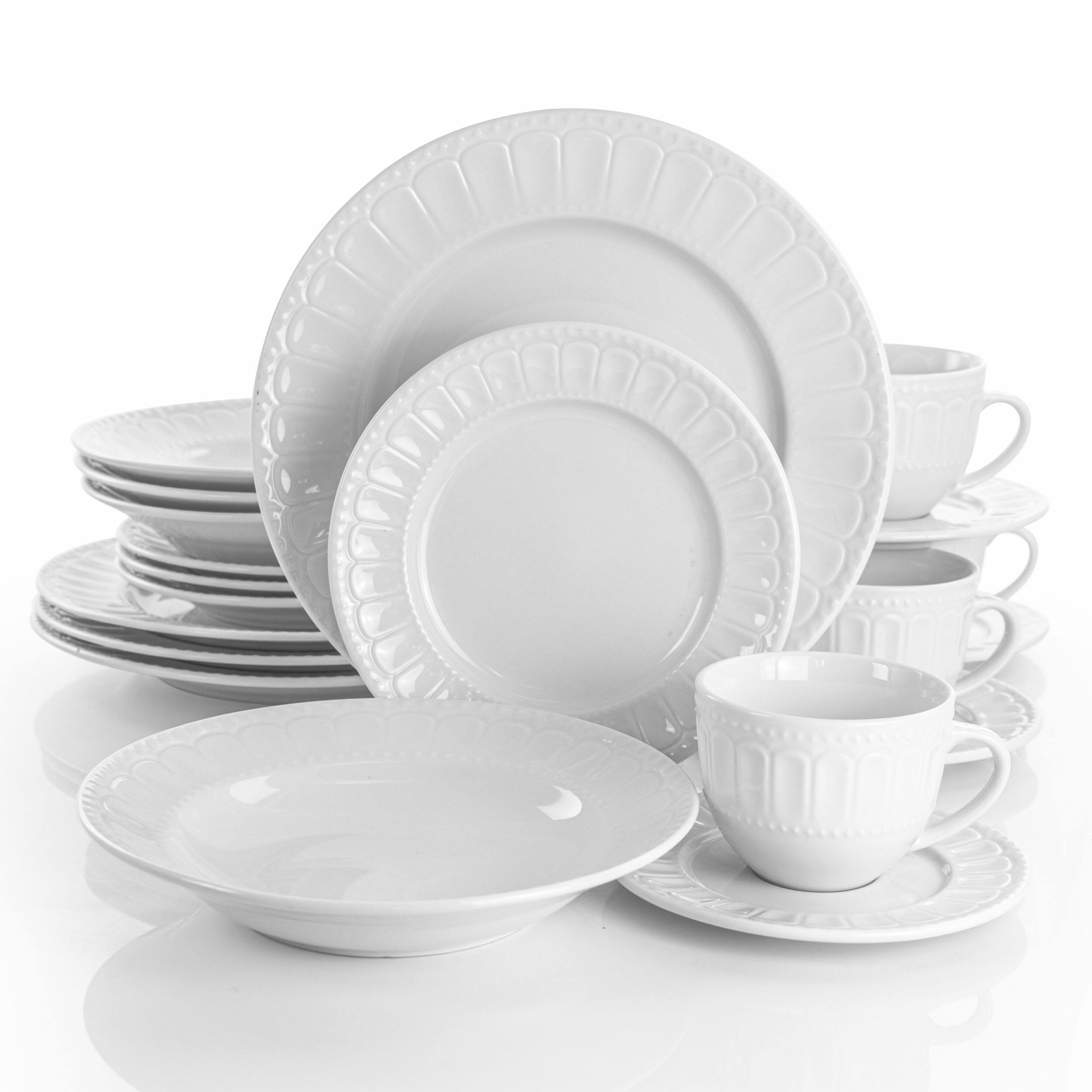 Alt View 10. Elama - Elama Charlotte 20 Piece Porcelain Dinnerware Set in White - White.