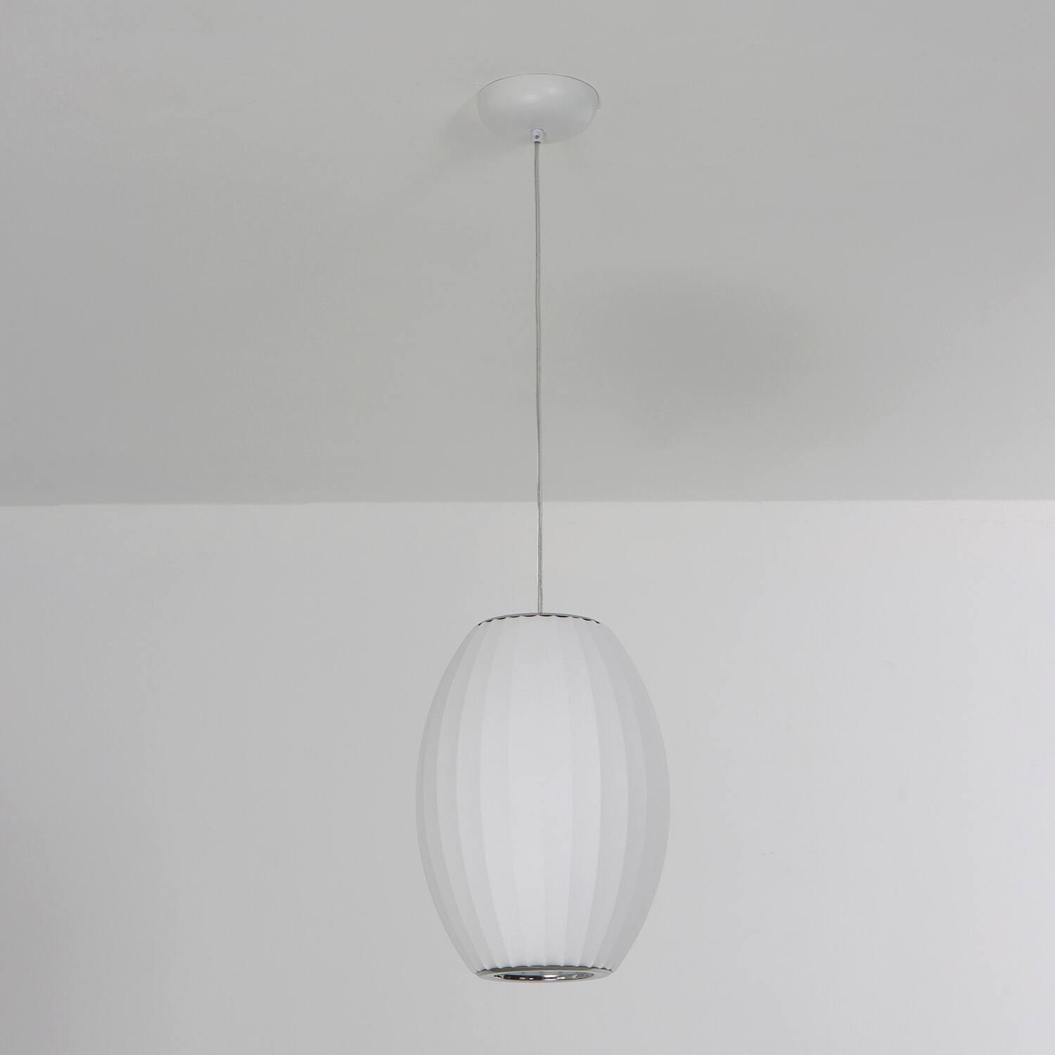 Alt View 6. Umeiluce - 1 Light Modern Pendant Light Elegant Silk Oval Shade Light Dimmable Small - White.