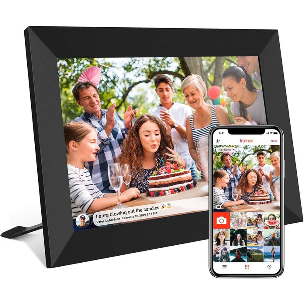 MOSZAR LLC - 32GB Frameo 10.1" Smart WiFi Digital Photo Frame, Touch Screen, Auto-Rotate