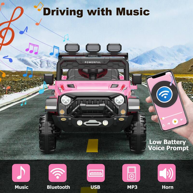 Driving with Music

POWERFUL

Low Battery Voice Prompt

Music
Bluetooth
USB
MP3
Horn