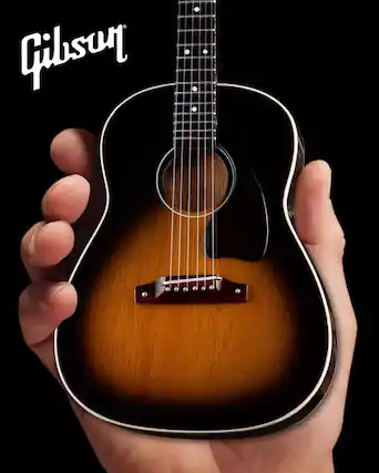Front. Axe Heaven - Axe Heaven -Gibson J-45 Vintage Sunburst Mini Acoustic Guitar Replica Collectible - COLLECTIBLES - Multicolor.