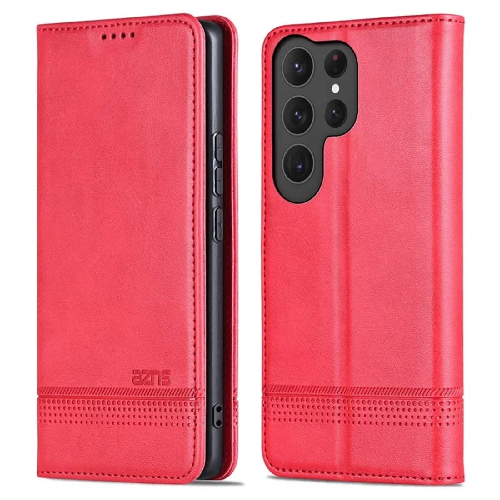 UUCOVER - PU Leather Flip Wallet Case for Samsung Galaxy S25 Ultra with Card Slots Cash Holder Shockproof Kickstand Phone Cover - Red price history on PriceWatchPro