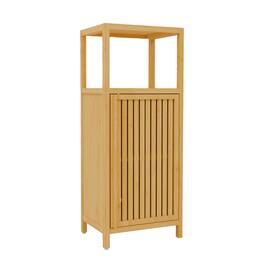 Boyel Living - Forty One Inch Bamboo Storage Cabinet Single Door Locker with Shelf Narrow Freestanding Organizer - Natural
