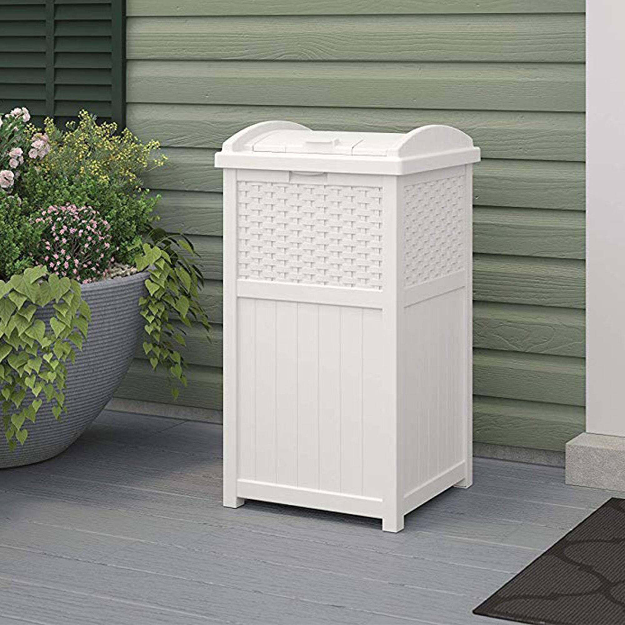 Alt View 2. Suncast - Suncast Trash Can Hideaway Outdoor 33 Gallon Garbage Waste Bin, White (4 Pack) - White.