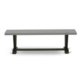 East West Furniture - V-Style Modern Kitchen Bench with Wood Seat - Brown