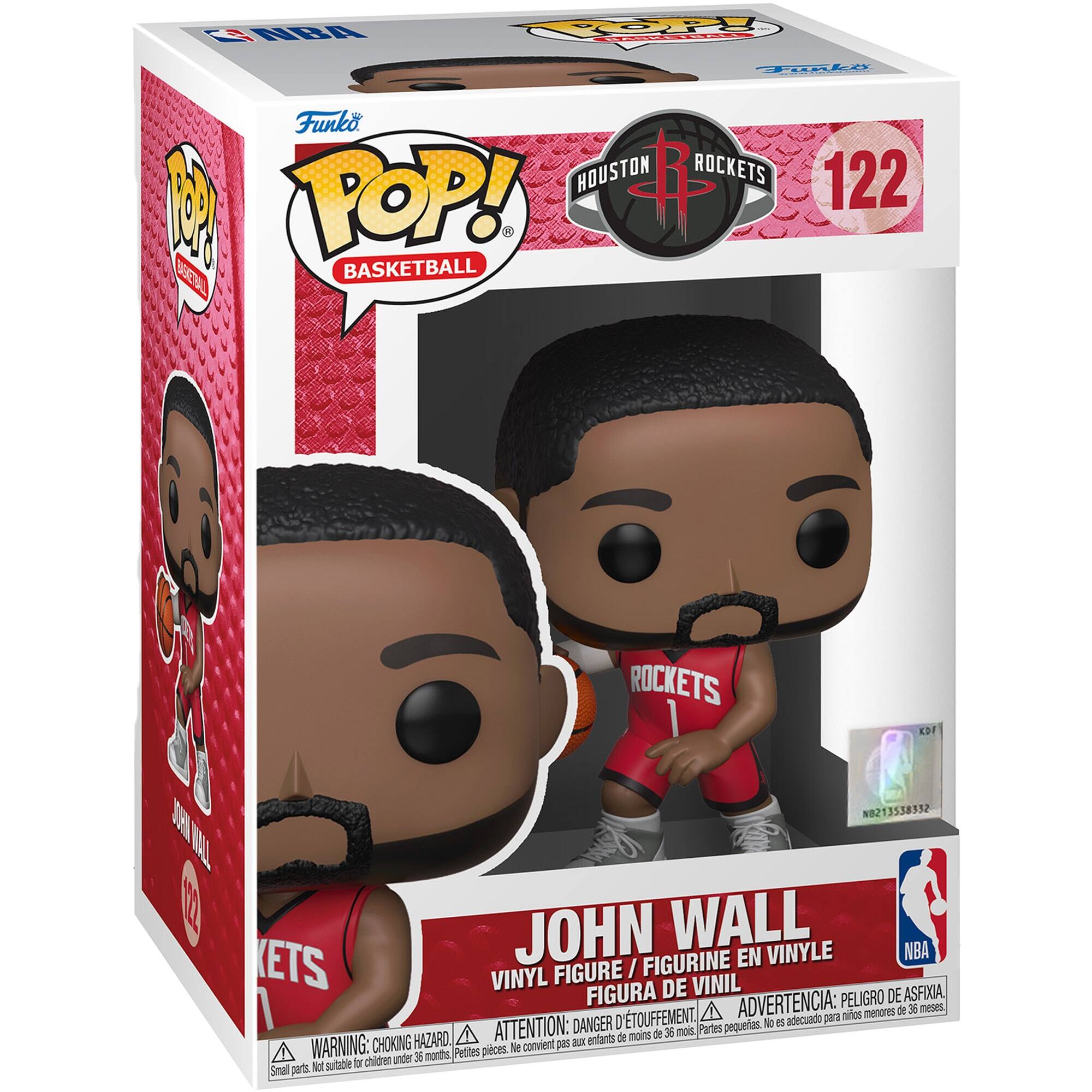 The text on the image is:

"Funko POP! BASKETBALL HOUSTON ROCKETS 122 JOHN WALL VINYL FIGURE / FIGURINE VINYLE NBA KETS FIGURA DE VINIL FIGURA PELIGRO DE ASFIXIA, D'ETOUFFEMENT ADVERTENCIA: 6 meses menores de 36 meses DANGER pequenas partes. No es adecuado HAZARD ATTENTION: - enfants de moins de 36 mois Partes WARNING: CHOKING Petites pices. Ne convient O children under 3 years Small parts."

Corrected and grouped text:

"Funko POP! BASKETBALL HOUSTON ROCKETS 122 JOHN WALL VINYL FIGURE / FIGURINE VINYLE NBA KETS FIGURA DE VINIL FIGURA PELIGRO DE ASFIXIA, D'ETOUFFEMENT ADVERTENCIA: 6 meses menores de 36 meses DANGER pequenas partes. No es adecuado HAZARD ATTENTION: - enfants de moins de 36 mois Partes WARNING: CHOKING Petites pièces. Ne convient pas aux enfants de moins de 3 ans Small parts."