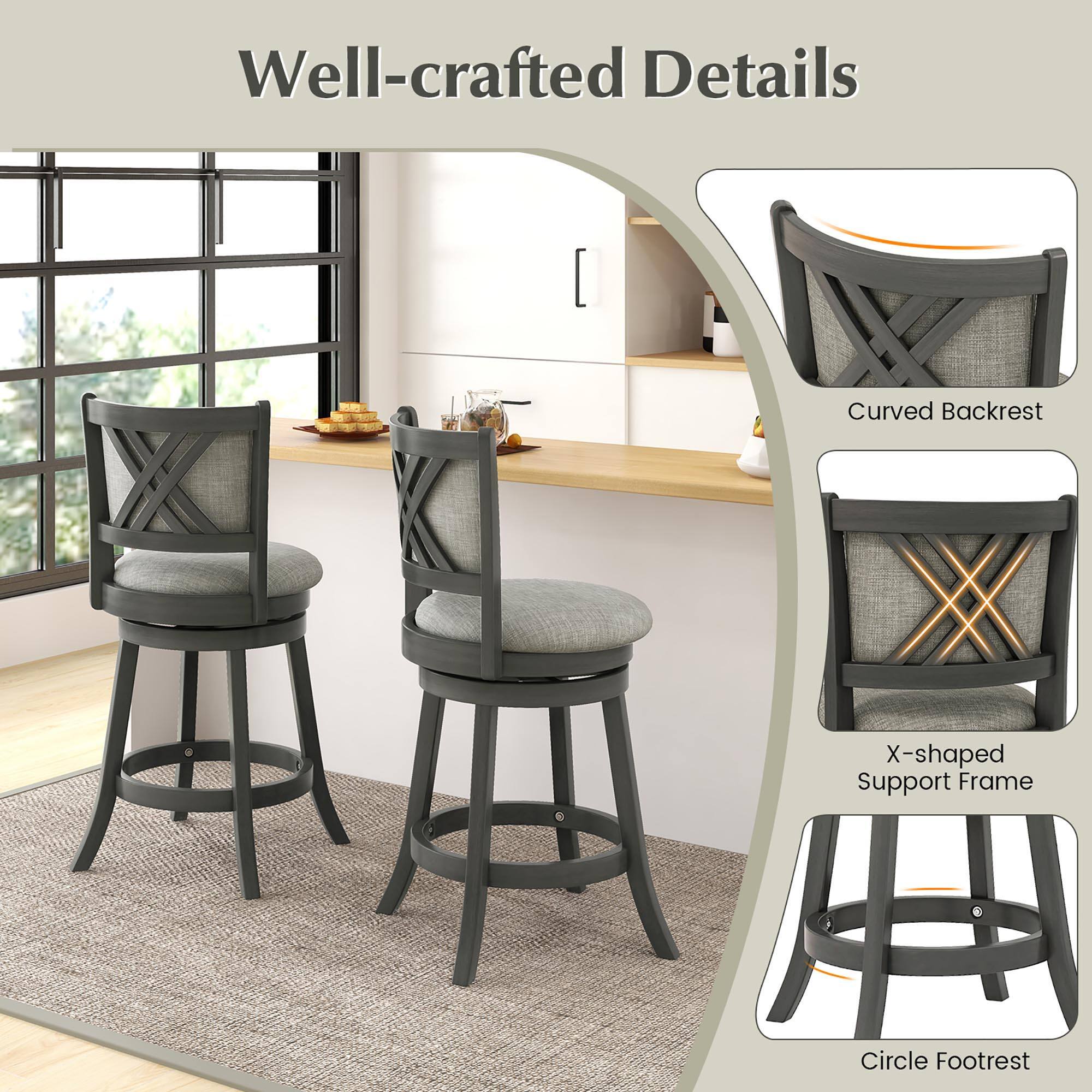 Curved Backrest
X-shaped Support Frame
Circle Footrest