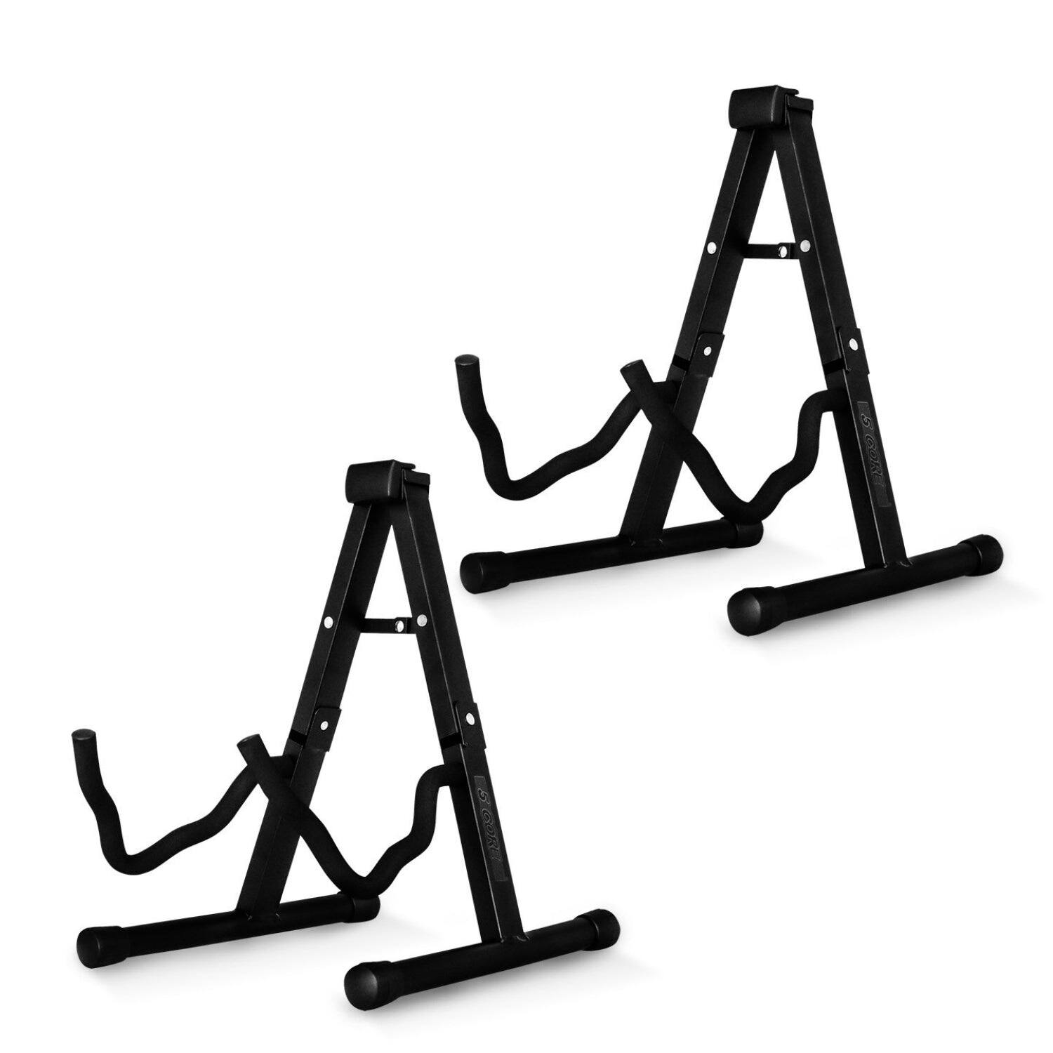 5 CORE - Guitar Stand 2PC A Frame Shape w Soft Foam Arm Non Slip Rubber for Acoustic Electric Bass - Black