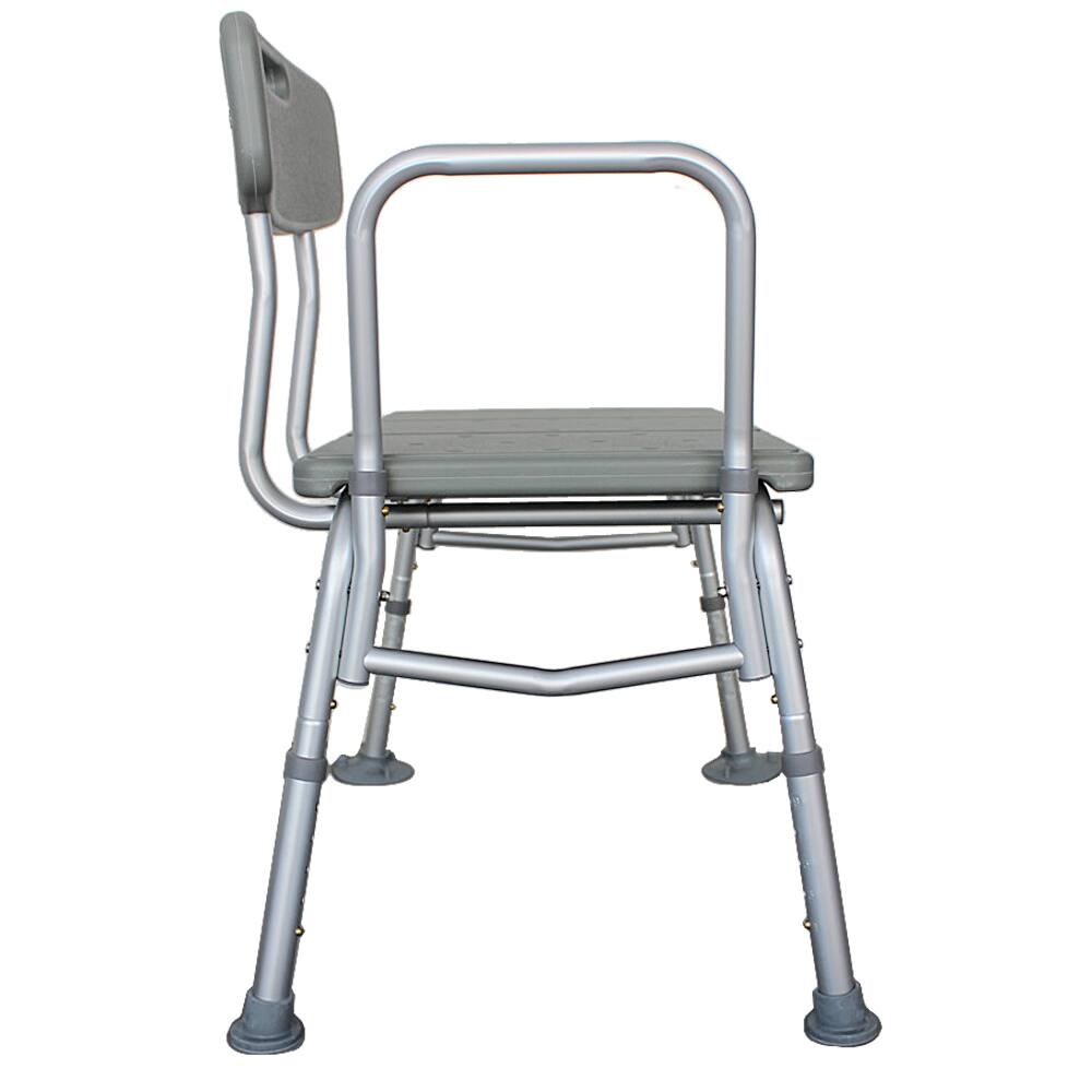 Alt View 2. Winado - Shower Chair Bath Tub Shower Transfer Bench Stool with Backrest Seat, Adjustable Heights, Non-Slip Handle, Drain Holes - Gray.