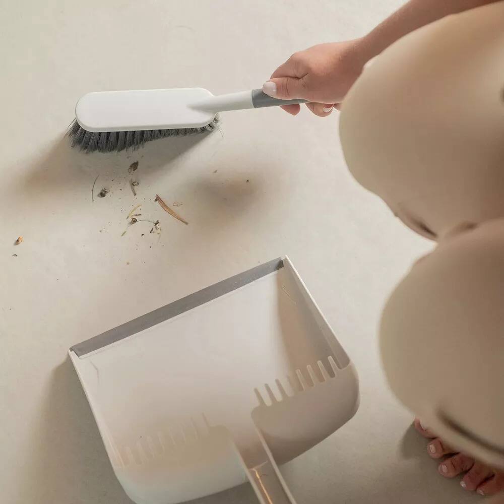 Alt View 1. OU - OU Flow Hand Broom with Dust Pan Set, Home Cleaning Brush and Dustpan Combo - White.