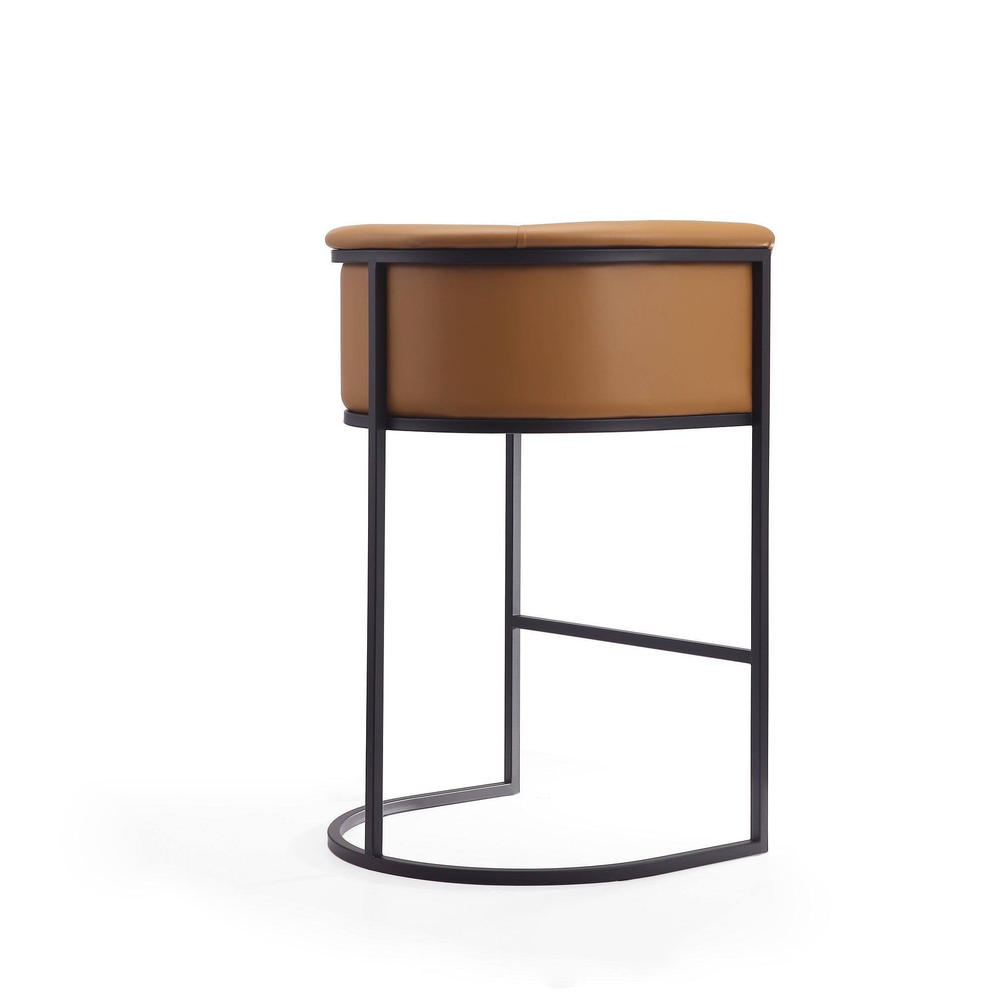 Alt View 3. Manhattan Comfort - Cosmopolitan Mid-Century Modern Metal Upholstered Barstool - Set of 3 - Camel.
