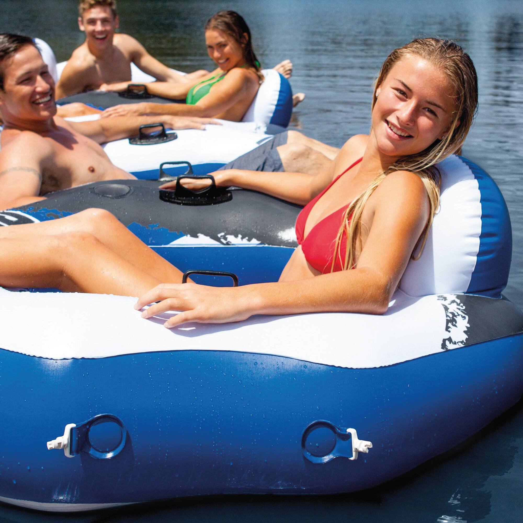 Alt View 7. Intex - INTEX River Run Connect Inflatable Water Raft (4 Pack) + 2 Person Cooler Tube - Blue.