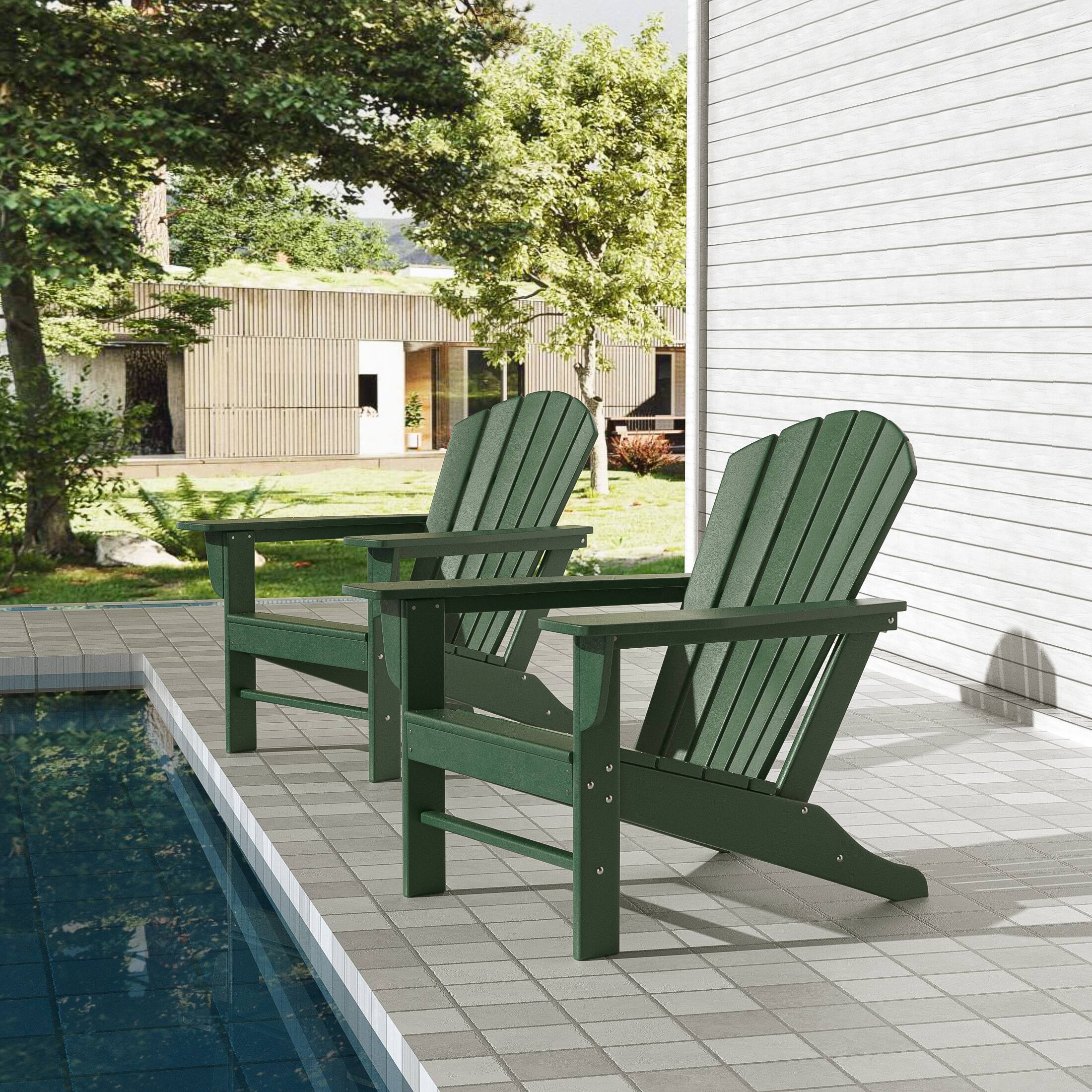 Angle. WestinTrends - WestinTrends Dylan Outdoor Adirondack Chair (Set of 2) - Dark Green.