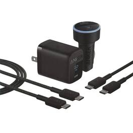 Anker - 4-in-1 Fast Charging Bundle (45W Wall & 67W Car Charger, 3ft & 6ft USB-C Cables, 3-Port,) for iPhone & MacBook - Black