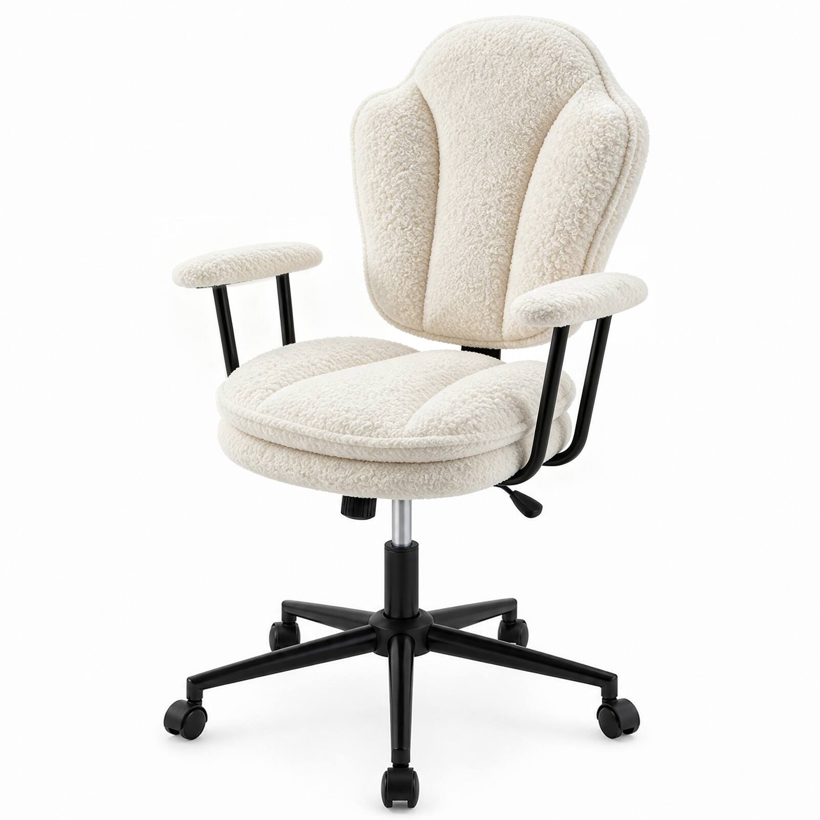Alt View 6. Pinmoco - Ergonomic Office Chair with Padded Armrests and High Back, Adjustable Swivel Computer Chair for Home Office - White.