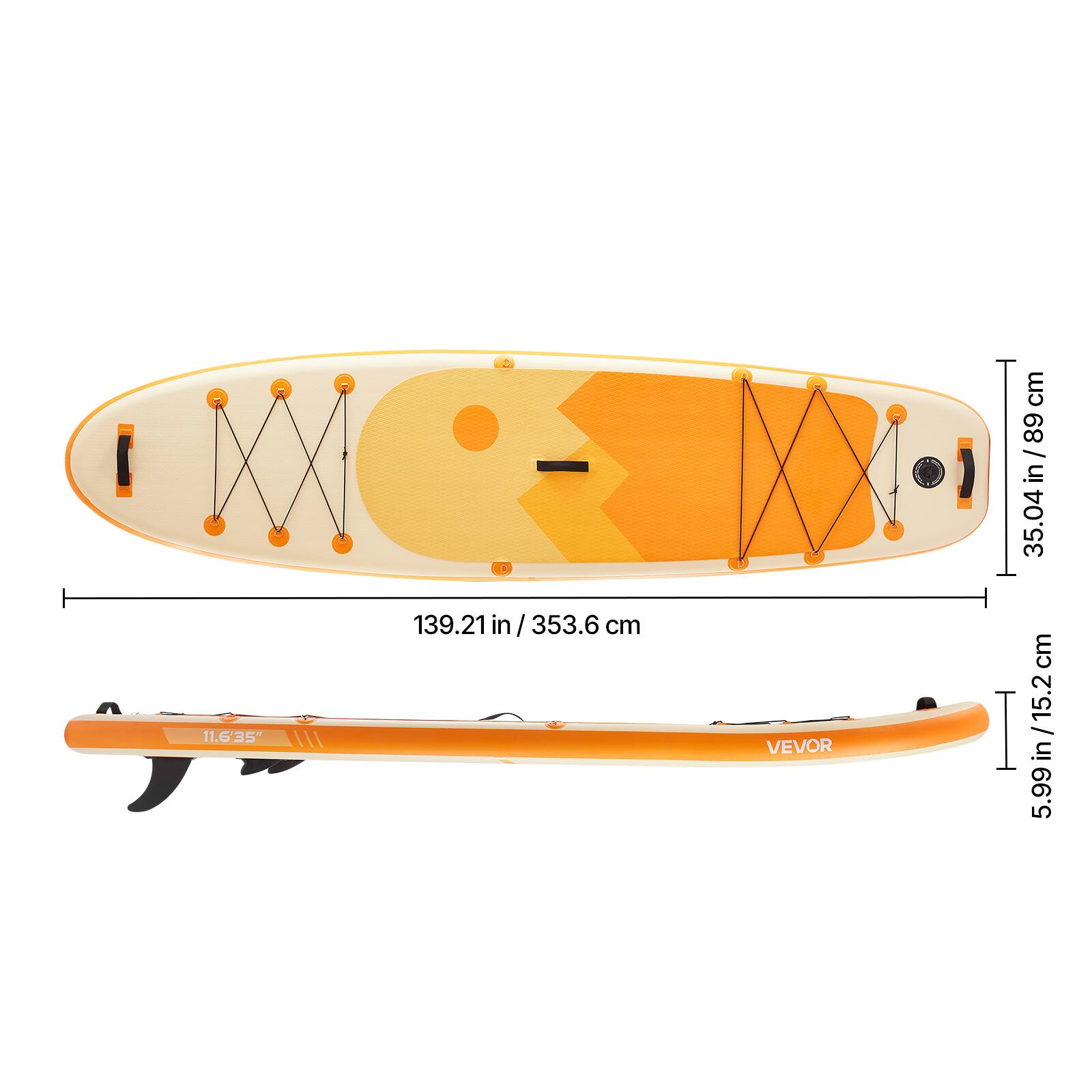 11.6'35"  
139.21 in / 353.6 cm  
35.04 in / 89 cm  
53.6 cm  
5.99 in / 15.2 cm  
139.21 in / 353.6 cm  
5.99 in / 15.2 cm  
VEVOR