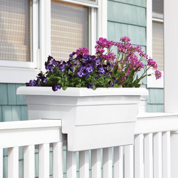 Alt View 1. Root & Vessel - 24" Countryside Rail Planter for 3.5" or 5.5" Wide Railings - White.