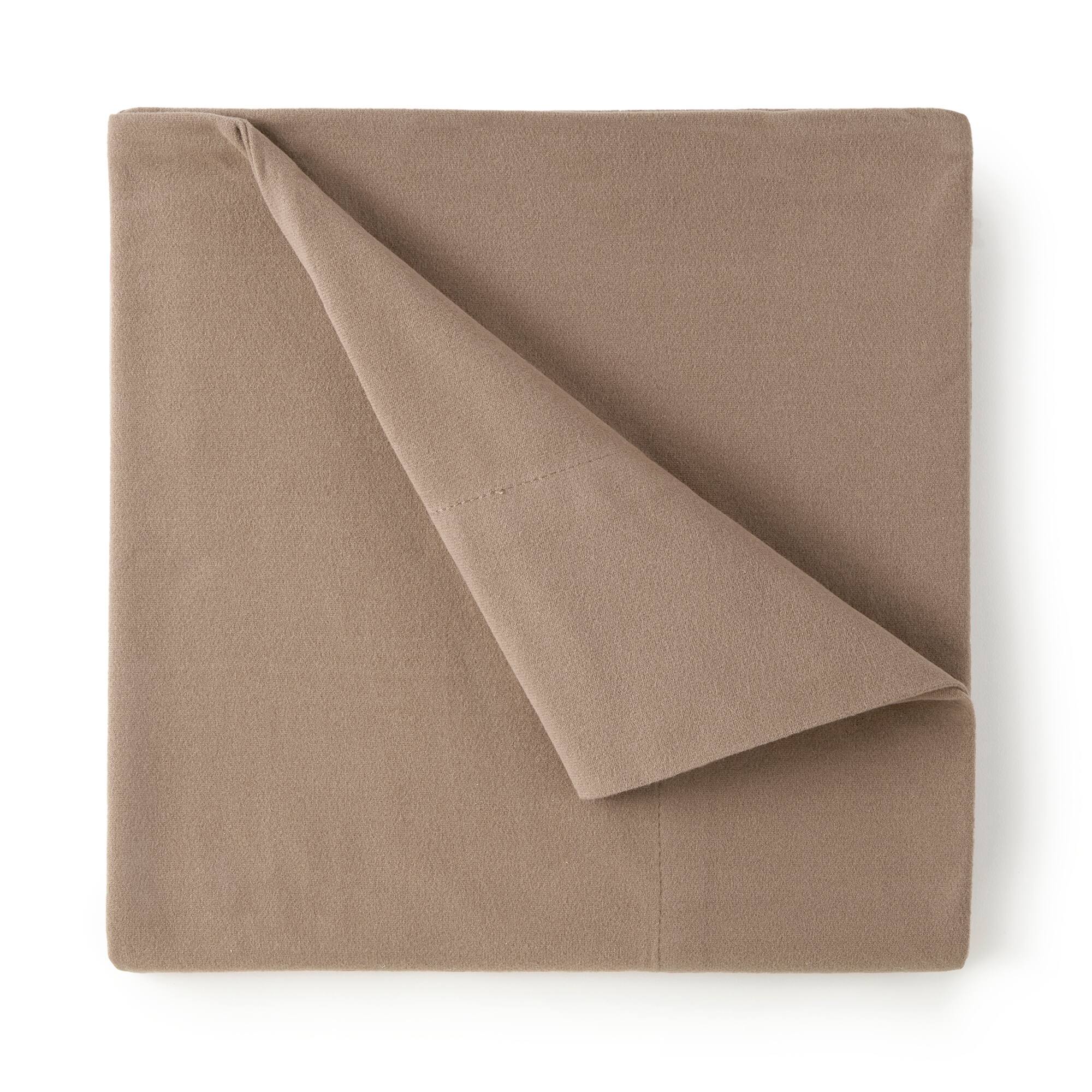 Front. Shavel Home Products - Micro Flannel Solid Color Deep-Pocket Sheet Set, California King, Hazelnut - Hazelnut.