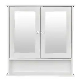 SlickBlue - 2-Door Bathroom Medicine Cabinet with Mirror for Wall Mounting - White