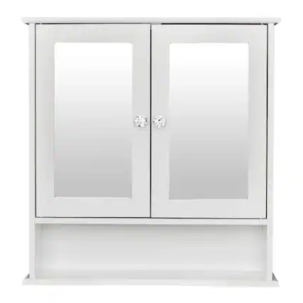 Front. SlickBlue - 2-Door Bathroom Medicine Cabinet with Mirror for Wall Mounting - White.