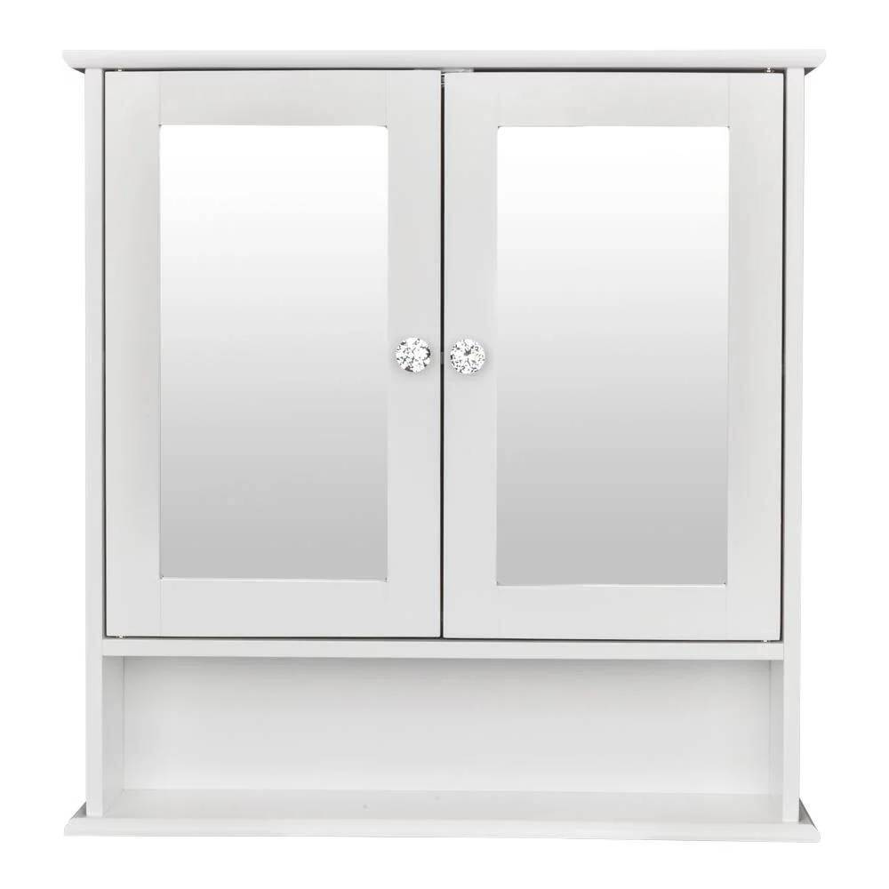 Front. SlickBlue - 2-Door Bathroom Medicine Cabinet with Mirror for Wall Mounting - White.