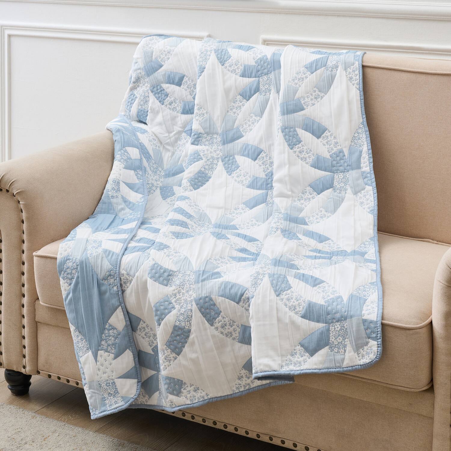 Left. Greenland Home Fashions - Greenland Home Fashions 100% Jacquard Woven Polyester Wedding Ring Accessory Throw Blue - Blue.